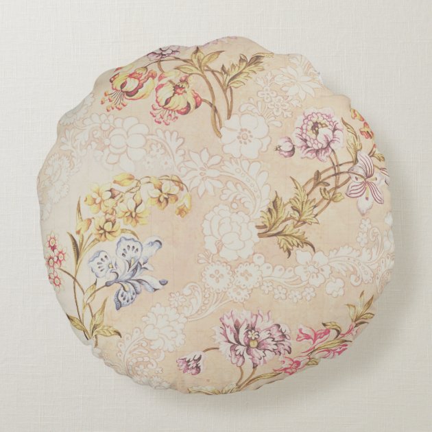 Floral design with peonies, lilies and roses for S Round Pillow