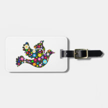 Floral Dove of flowers Bag Tag