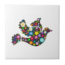 Floral Dove of flowers Ceramic Tile