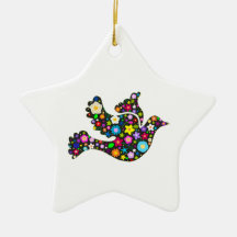 Floral Dove of flowers Christmas Ornament