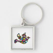 Floral Dove of flowers Keychains