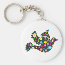 Floral Dove of flowers Keychains