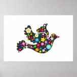 Floral Dove of flowers Poster