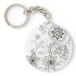 Floral Drawing Key Chain