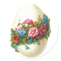 Floral Easter Egg Round Sticker