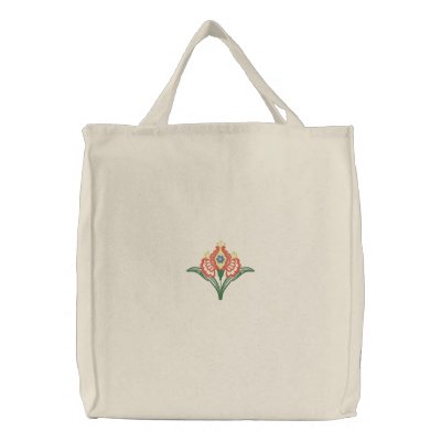 Floral Embroidered Reusable Tote Bag Floral Embroidered Reusable Tote Bag
