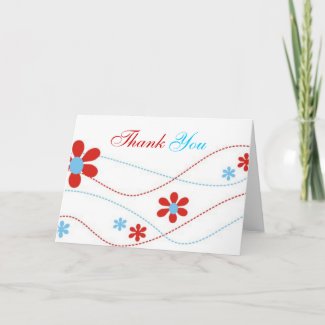 Floral embroidery thank you card card