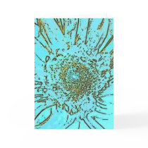 Floral Explosion Blue Sketch Greeting Card by kvhdesigns Floral Explosion Blue Sketch Greeting Card