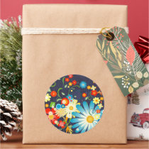 Floral explosion of color round sticker