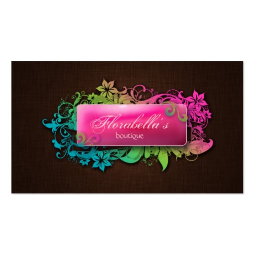 Floral Fashion Linen Pink Brown Business Card Templates (front side)