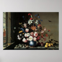 Floral Fine Art with Roses Lillies Poster or Print