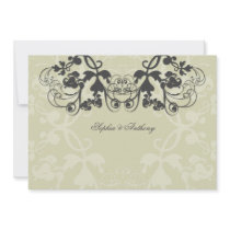 Floral Flourish Charcoal Gray Wedding Invitation