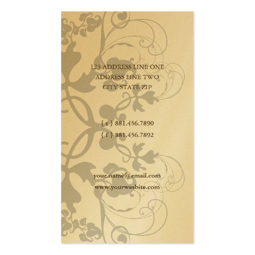 Floral Flourish Coffee Brown Custom Profile Card Business Card Templates (back side)
