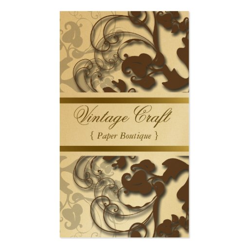 Floral Flourish Coffee Brown Custom Profile Card Business Card Templates (front side)