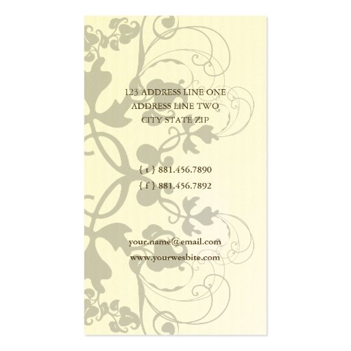 Floral Flourish Eggshell Cream 2 Profile Card Business Card (back side)