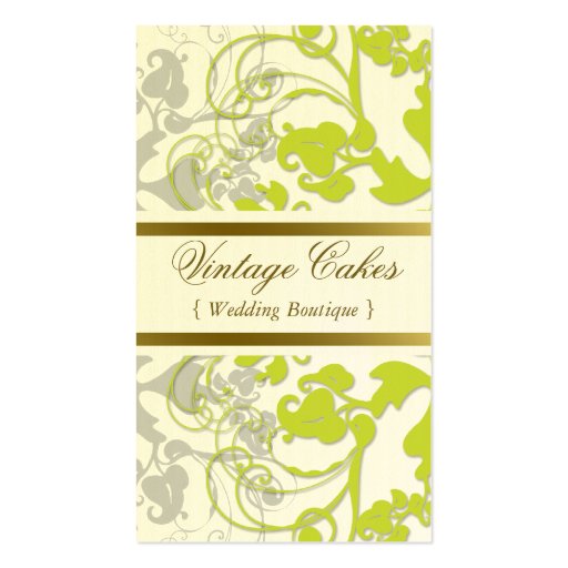 Floral Flourish Lime Green Custom Profile Card Business Card Template (front side)