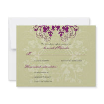 Floral Flourish Plum Purple (R) Wedding RSVP Card Custom Announcements