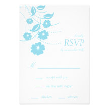Floral Flourish RSVP Cards (Pale Blue / White) Announcements