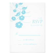 Floral Flourish RSVP Cards (Pale Blue / White) Personalized Announcement