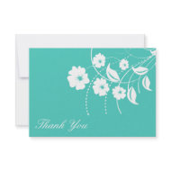 Floral Flourish Thank You Note (Teal / White) invitation
