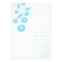 Floral Flourish Wedding Invitation (Pale Blue)