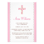 Floral flower cross first communion invitation