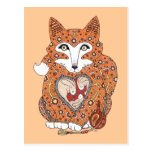 Floral Fox Cub Postcard postcards