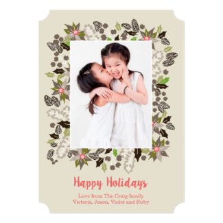 Floral Frame Holiday Photo Card