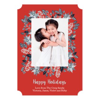 Floral Frame Holiday Photo Card