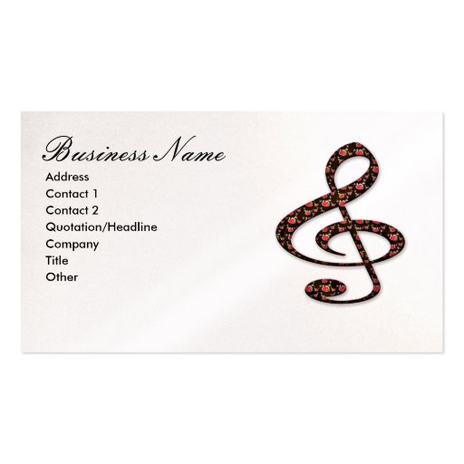Floral G-Clef Business Card Templates (front side)