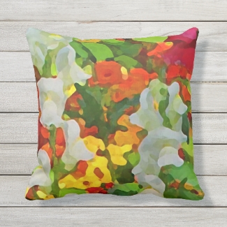 Floral Garden Flowers Outdoor Pillow