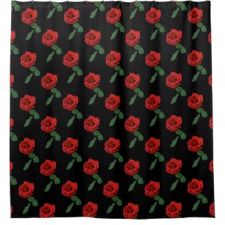 Floral Garden Red Rose Flowers Shower Curtain