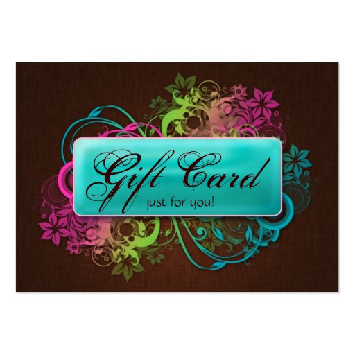 Floral Gift Card Garden Blue Brown Linen Business Cards