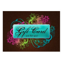 Floral Gift Card Garden Blue Brown Linen Business Cards
