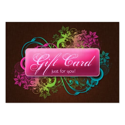 Floral Gift Card Garden Pink Brown Linen Business Card