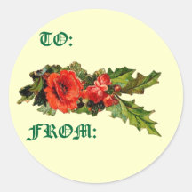 Floral Gift Tag Round Stickers