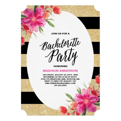 Floral Glam | Bachelorette Party Invitation (front side)