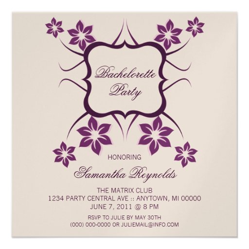 Floral Goddess Bachelorette Party Invite, Purple