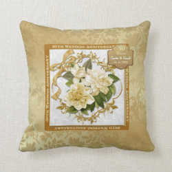 Floral Gold  50th Wedding Anniversary Throw Pillows