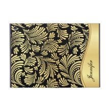 Floral Gold Black Folio iPad Mini Case