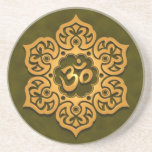 Floral Golden Green Aum Design Coasters