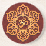 Floral Golden Red Aum Design Coasters