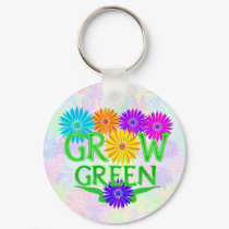 Floral Grow Green Keychain by wingedturtle Floral Grow Green Keychain
