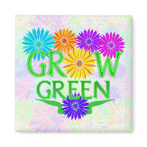Floral Grow Green Magnets