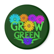 Floral Grow Green Magnets