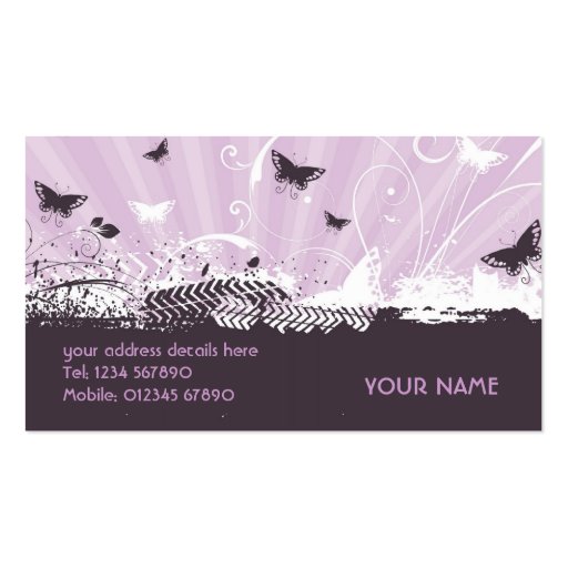Floral Grunge Butterfly Business Card (back side)