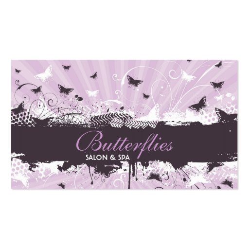 Floral Grunge Butterfly Business Card (front side)