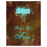Floral Grunge Flyer Salon Spa Blue Brown
