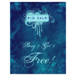 Floral Grunge Flyer Salon Spa Blue Denim