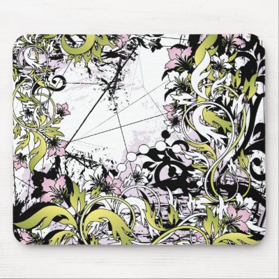 floral grunge leaves mouse pad by VioDeSign